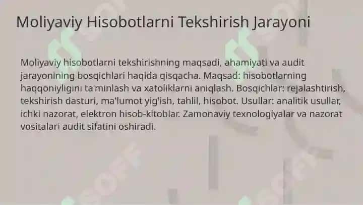 Moliyaviy hisobotning xalqaro standartlari asosida tuzilgan moliyaviy hisobot auditi. 7