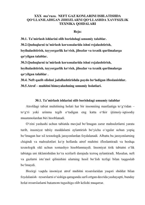 Neft Gaz Konlarini Ishlatishda Xavfsizlik Texnika Qoidalari 1