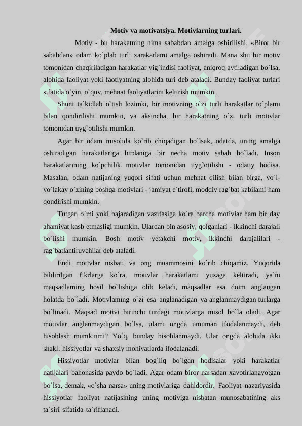 Motivatsiya nazariyalari.Motivatsion sohani tekshirish metodlari. 3