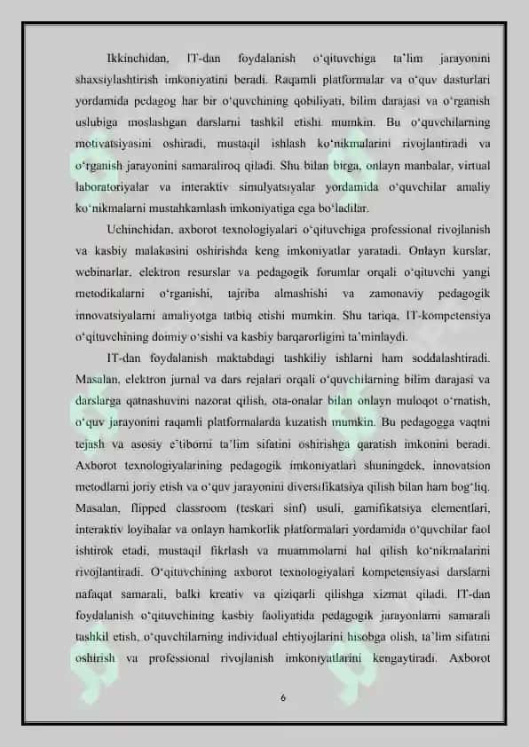 O‘qituvchining kasbiy rivojlanishida axborot texnologiyalari kompetensiyasi 6