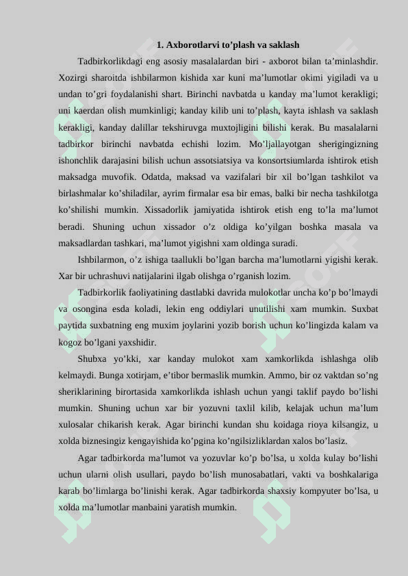 Kichik biznes xaqida ma’lumotlar yig’ish 3