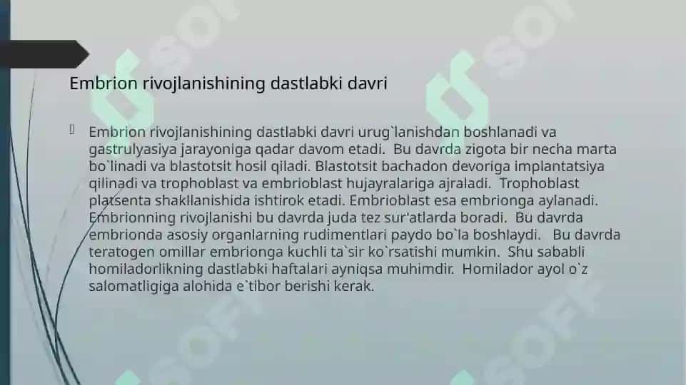 Odam embriogenezining qaltis davrlari 4
