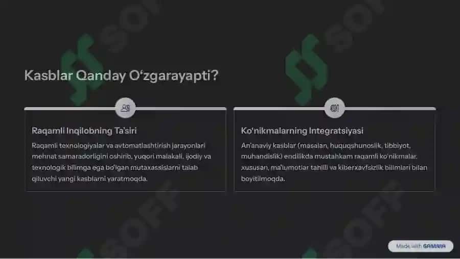 Kelajak kasblari {slayd} shablon 2