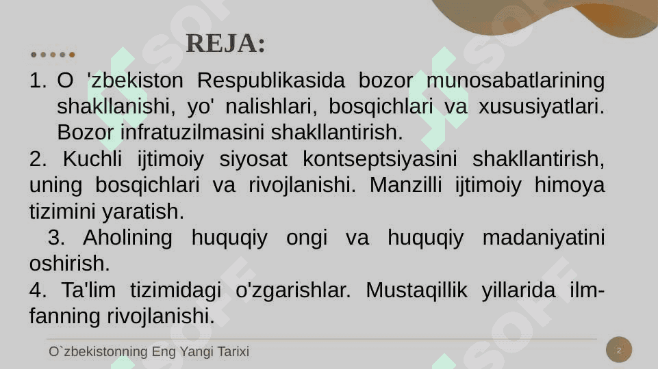 MUSTAQILLIK YILLARIDA O'ZBEKISTONDAGI IJTIMOIY IQTISODIY O'ZGARISHLAR 2