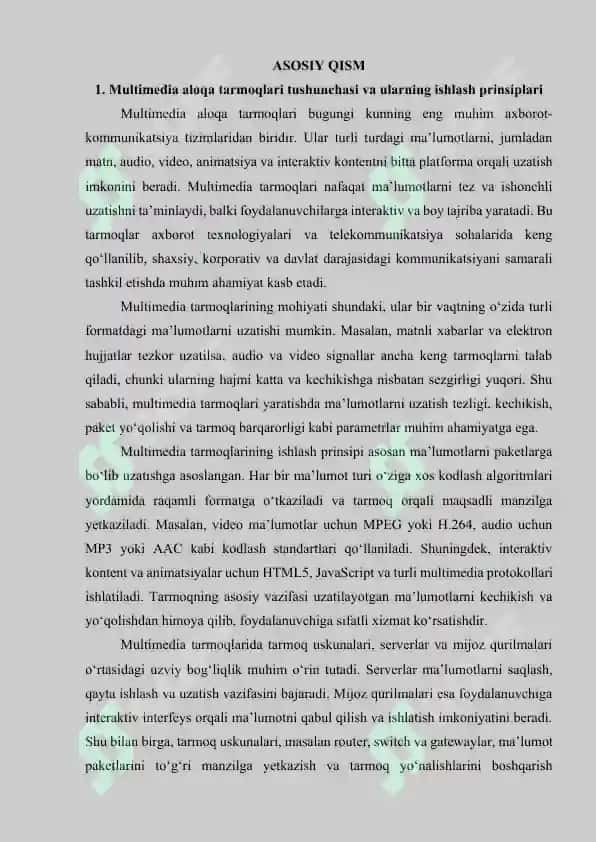 Multimedia aloqa tarmoq yuklamasini hisoblash va tahlil qilish 3