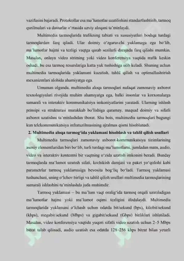 Multimedia aloqa tarmoq yuklamasini hisoblash va tahlil qilish 4