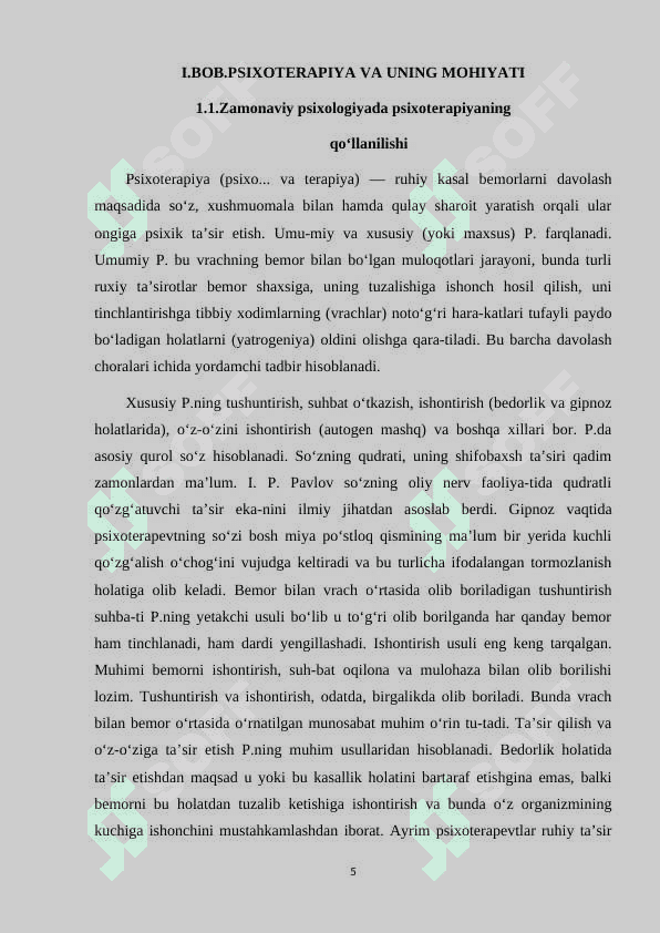 XX ASRDA PSIXOTERAPIYANING ASOSIY YOʻNALISHLARI KLASSIFIKATSIYASI 5