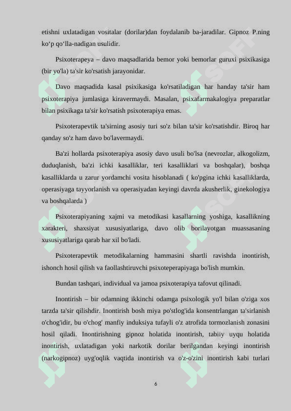 XX ASRDA PSIXOTERAPIYANING ASOSIY YOʻNALISHLARI KLASSIFIKATSIYASI 6