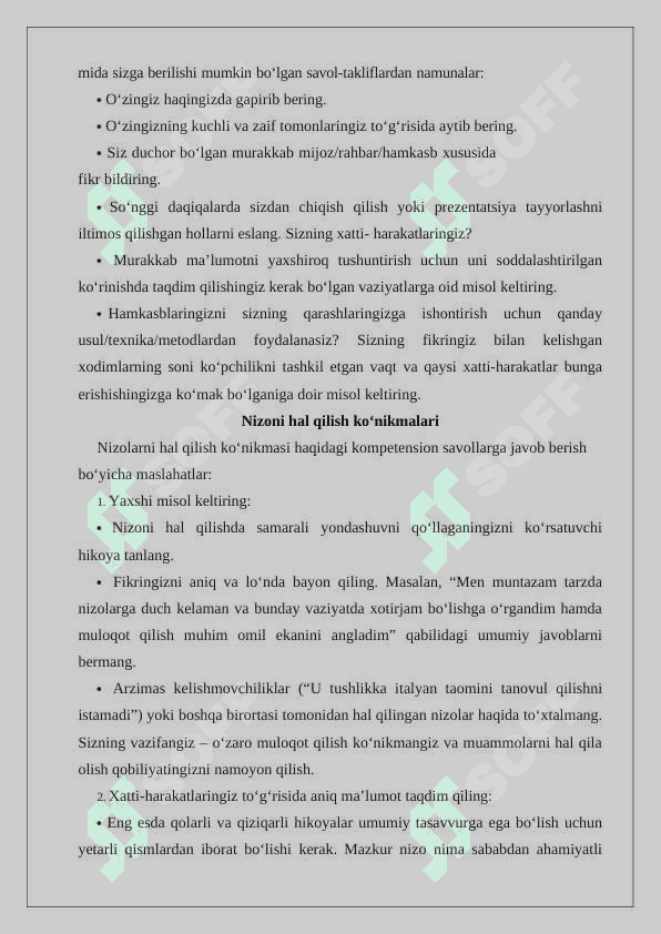 Nizoni hal qila olish ko’nikmasi. Huquqiy konsultatsiya va muzokaralar bosqichlari 24 5