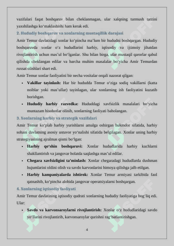 AMIR TEMUR DAVRIDA XONLAR FAOLIYATI 4