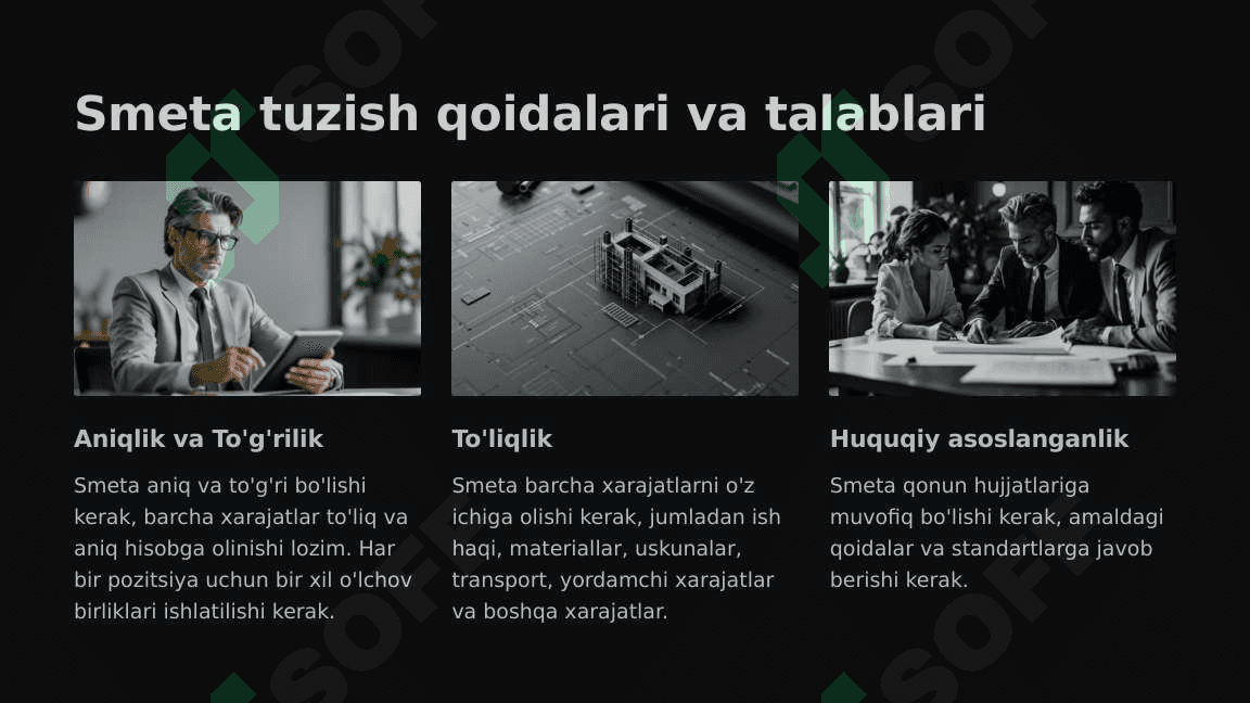 Smetalarni umumlashtirish, bajarilishini nazorat qilish va uni boshqarish 6