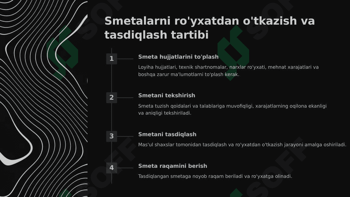 Smetalarni umumlashtirish, bajarilishini nazorat qilish va uni boshqarish 8