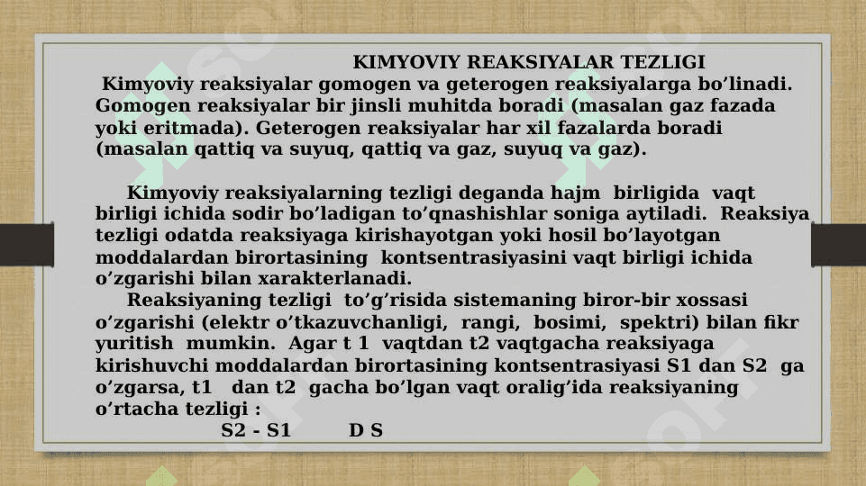 Kimyoviy reaksiya tezligi. 2