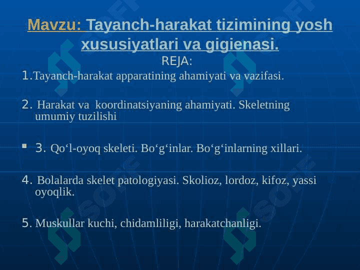 Tayanch-harakat tizimining yoshga oid xususiyatlari va gigiyenasi 2