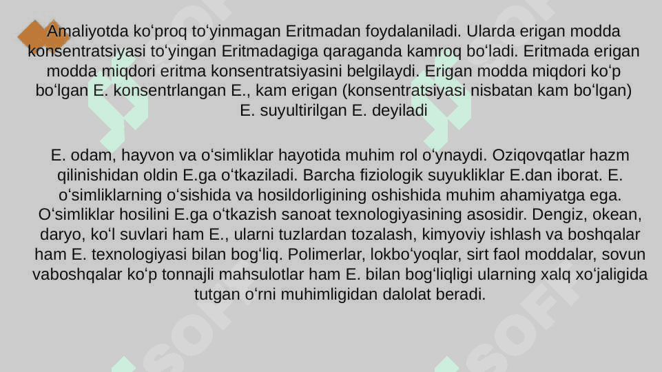 Eritmalar va ularning xossalari 3