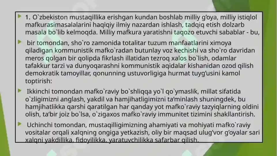 Mustaqillik yillarda O'zbekistonning manaviy madaniyat taraqqiyoti 2