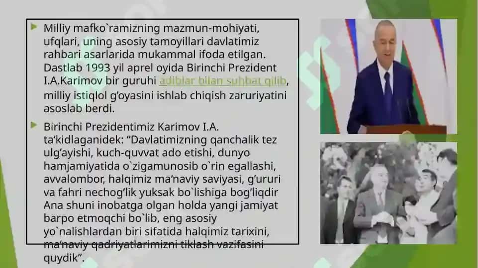 Mustaqillik yillarda O'zbekistonning manaviy madaniyat taraqqiyoti 3