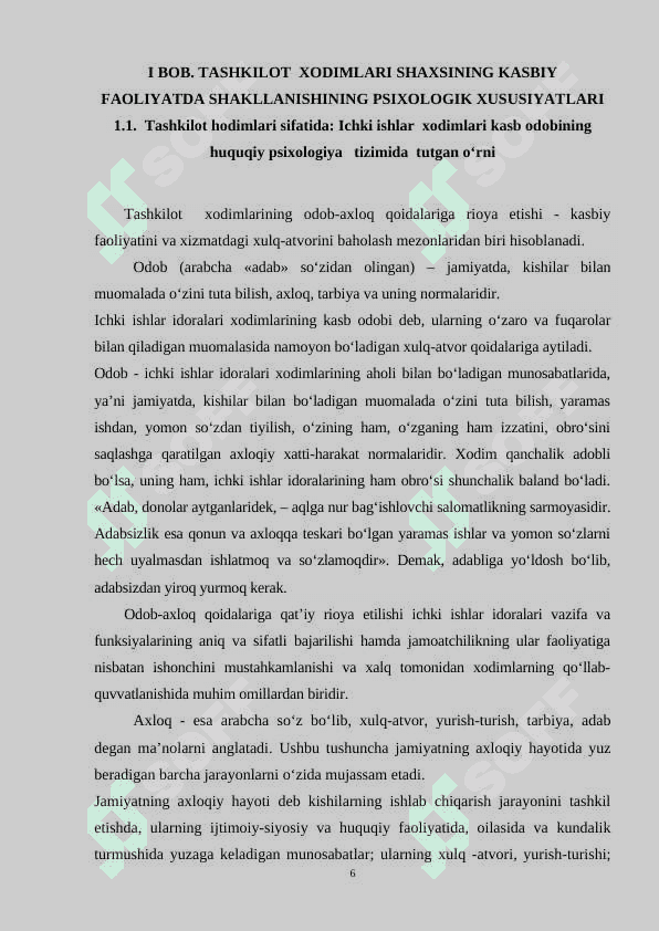 Tashkilotda xodimlari bilan ishlashning o‘ziga xosligi 6