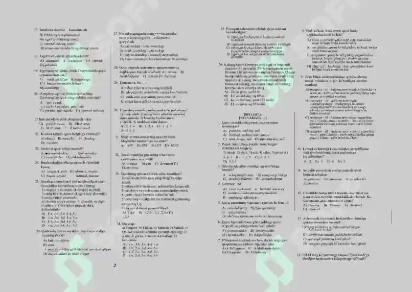 BIOLOGIYA TEST-VARIANT 3