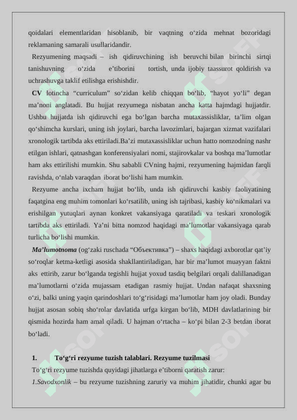 Rezyume tuzishdagi xatolar. Huquqshunos rezyumesini tuzish uchun tavsiyalar 24 2