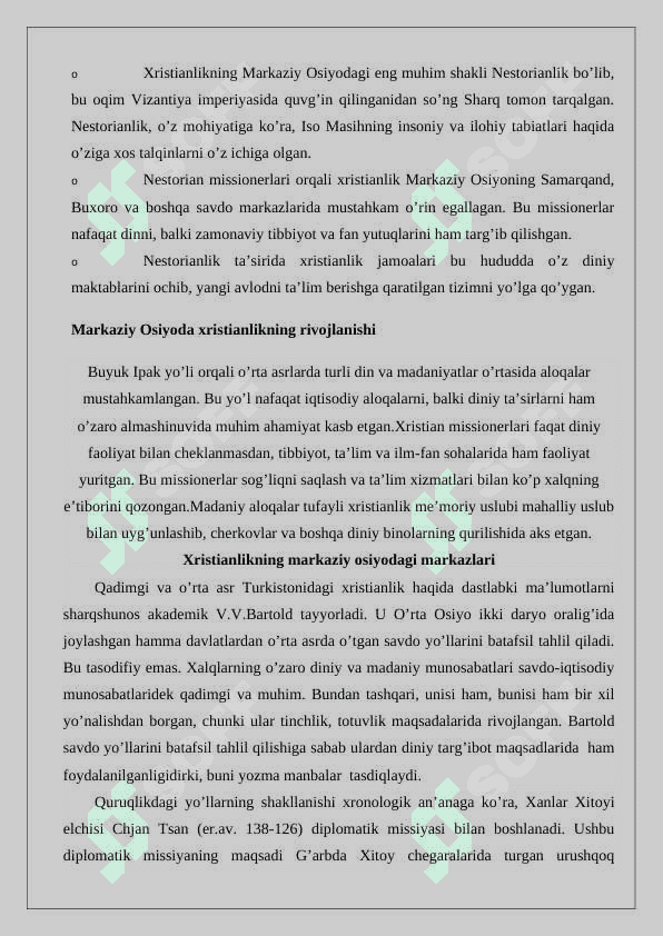 Xristianlar dini va uning Markaziy Osiyoga kirib kelishi tezis 2