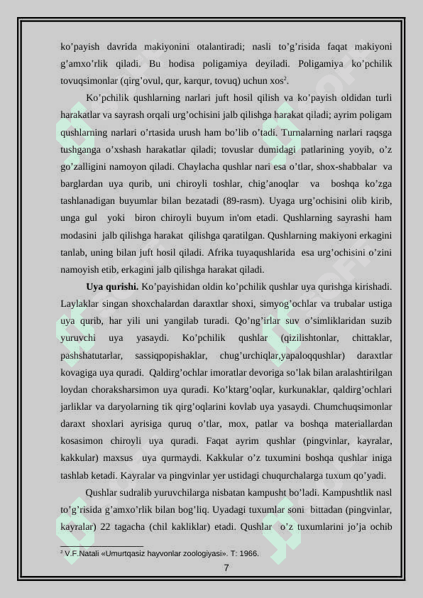 QUSHLARNING KO’PAYISHI VA RIVOJLANISH XUSUSIYATLARI 7