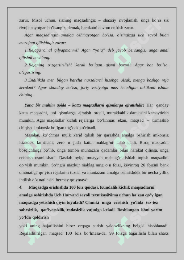 Maqsadni shakllantirishda Smarter texnologiyasi talablari. Maqsadga erishishda 6