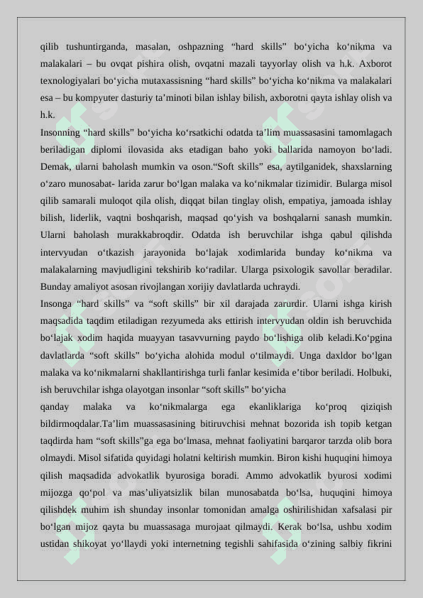 Huquqiy ko'nikmalar va metodologiya moduli predmeti, vazifalari va o'zlashtirish metodlari.  Soft skills 8