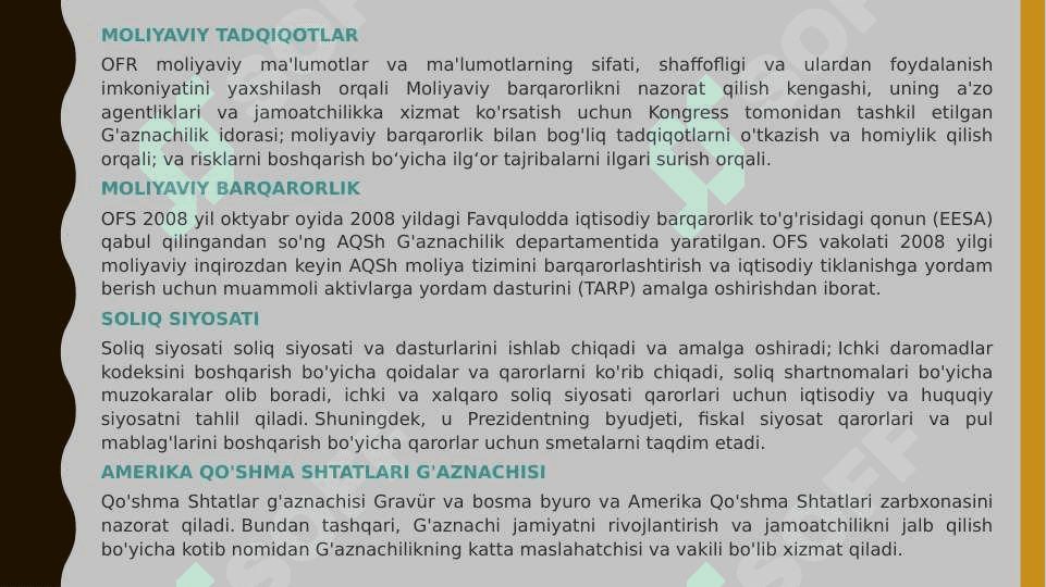 Aqsh g’aznachilik tizimi 8