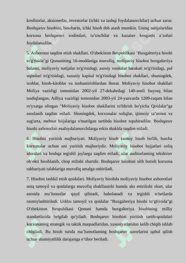 Boshqaruv va moliyaviy hisoblarning xususiyatlari 6