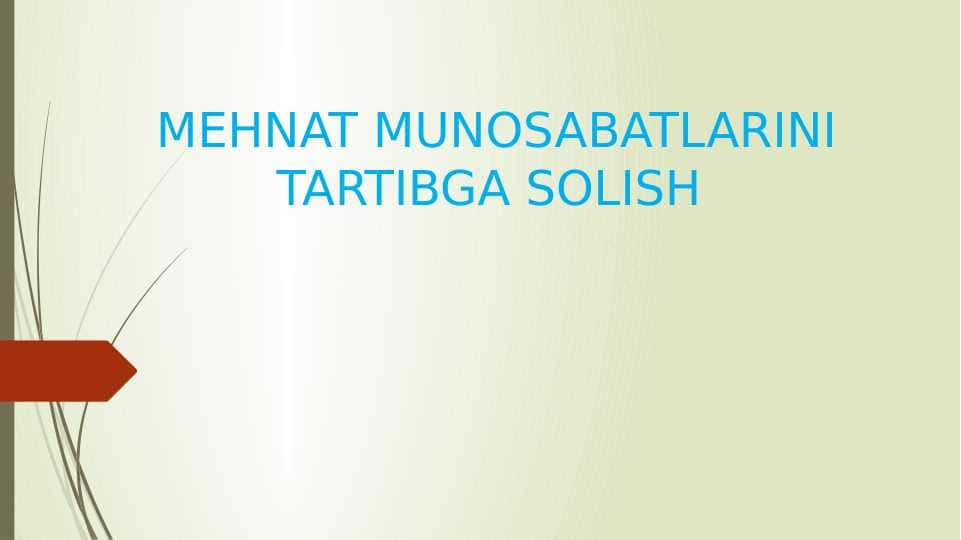 MEHNAT MUNOSABATLARINI TARTIBGA SOLISH 1