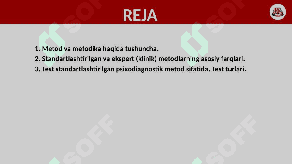 PSIXODIAGNOSTIKANI UMUMIY TAMOYILLARI VA PSIXODIAGNOSTIKA METODLARI 2