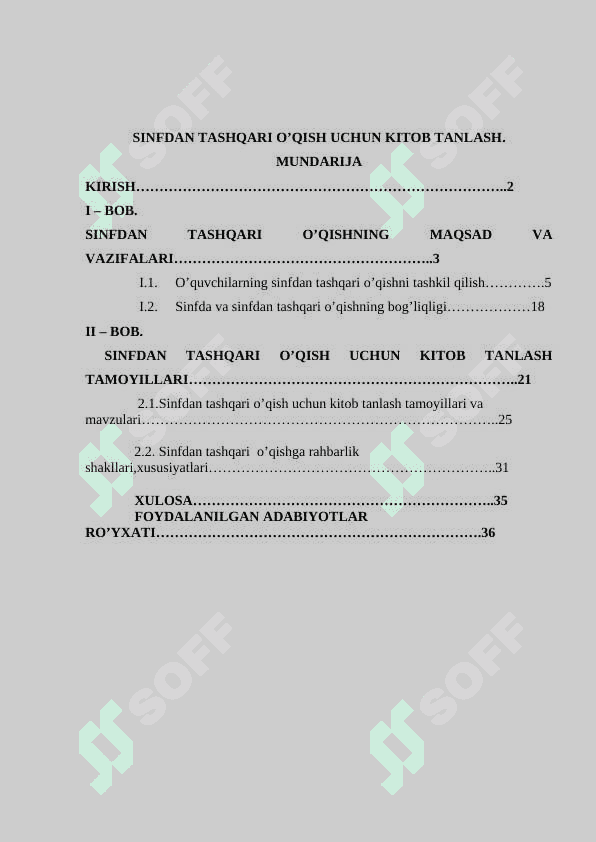 SINFDAN TASHQARI O’QISH UCHUN KITOB TANLASH 2