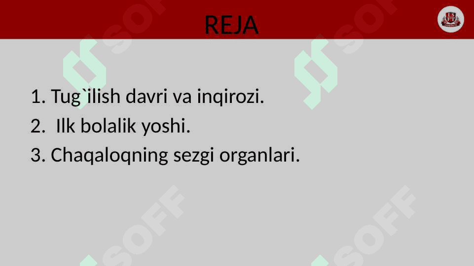 CHAQALOQLIKNI RIVOJLANISH DAVRI 2