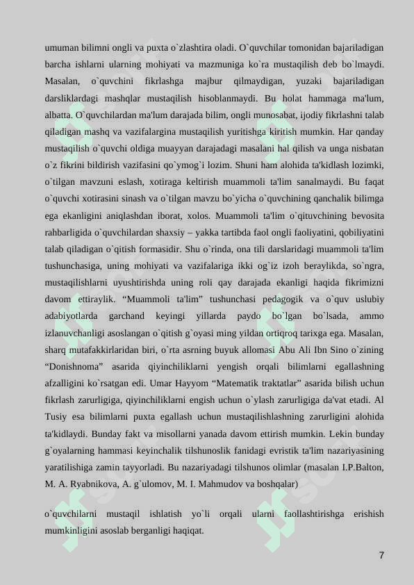 ONA TILI DARSLIKLARINI QIYOSIY-TANQIDIY  TAHLILI 7
