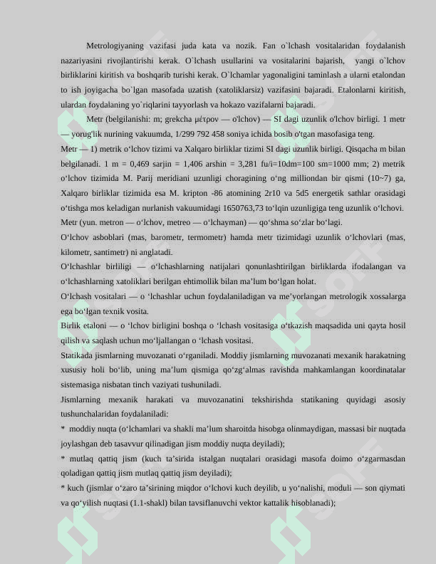 Texnik o’lchov asoslari va texnik mexanika fanining maqsadi va vazifalari 4