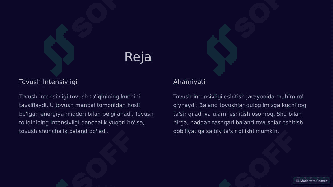 Tovush Xususiyatlari Intensivlik Chastota Balandlik va Tembr 2