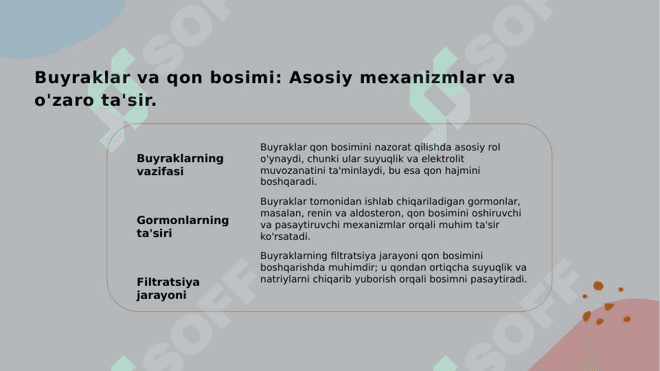 Arterial bosimning boshqariluvida buyraklarning roli. 3