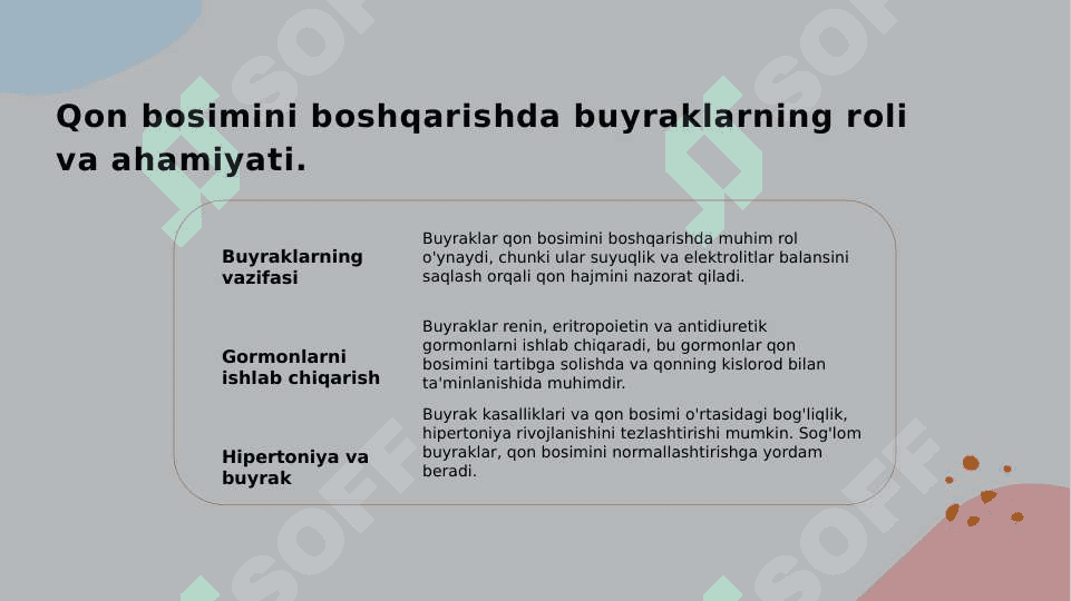 Arterial bosimning boshqariluvida buyraklarning roli. 4