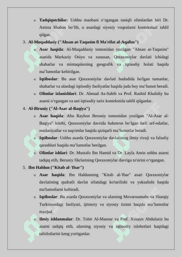 Qoraxoniylar tarixiga doir arab tilli manbalar bibliografiyasini tuzish 2