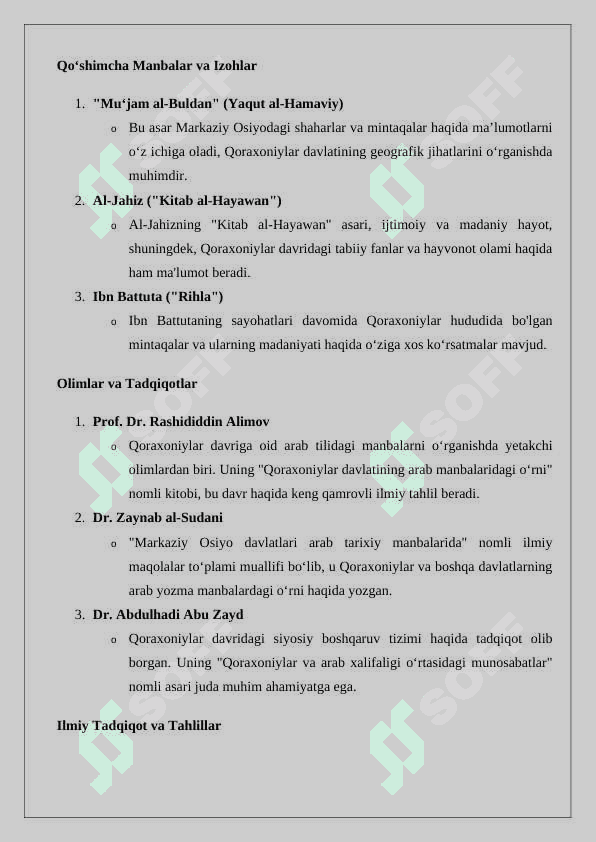 Qoraxoniylar tarixiga doir arab tilli manbalar bibliografiyasini tuzish 3