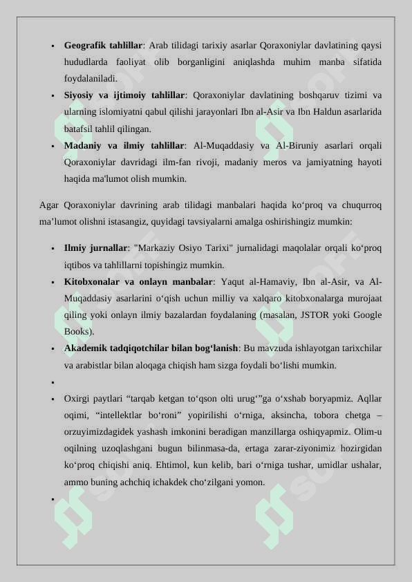 Qoraxoniylar tarixiga doir arab tilli manbalar bibliografiyasini tuzish 4