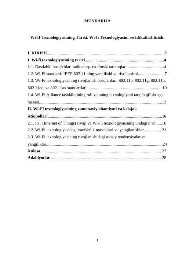 Wi-fi texnologiyasining tarixi. Wi-fi texnologiyasini sertifikatlashtirish