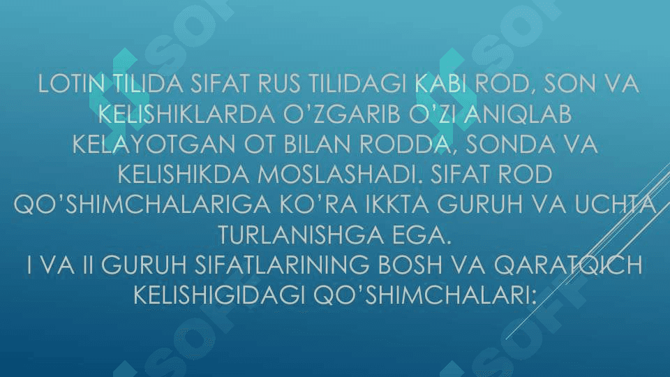 Sifat. Sifatning grammatik kategoriyalari. 2