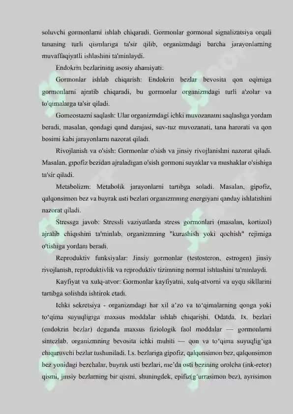 ENDOKRIN BEZLAR ICHKI SEKRETSIYA BEZLARINING ODAM ORGANIZMI FAOLIYATIDAGI AHAMIYATI 3