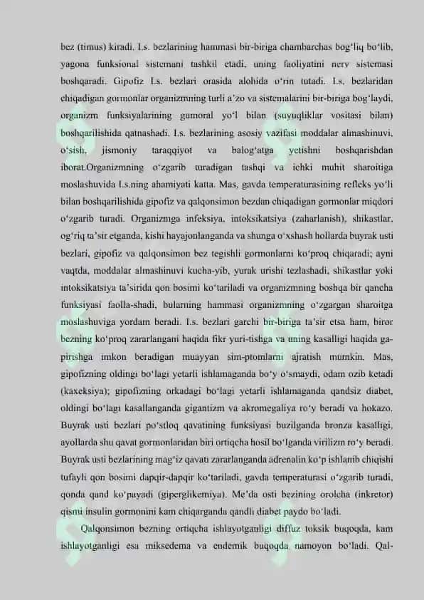 ENDOKRIN BEZLAR ICHKI SEKRETSIYA BEZLARINING ODAM ORGANIZMI FAOLIYATIDAGI AHAMIYATI 4