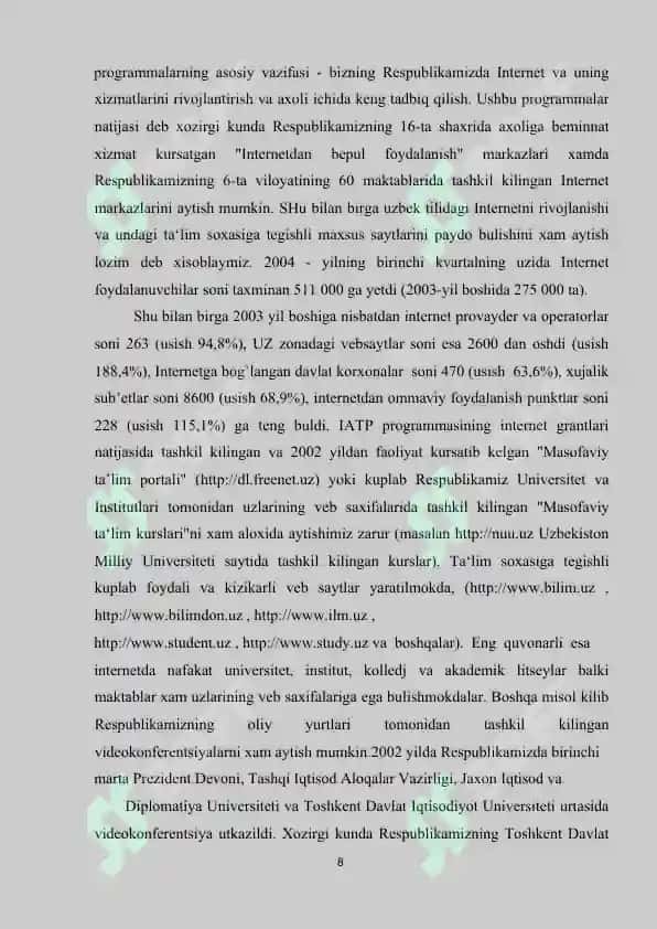 Onlayn ta’lim platformasini ishlab chiqish loyha ishi 8