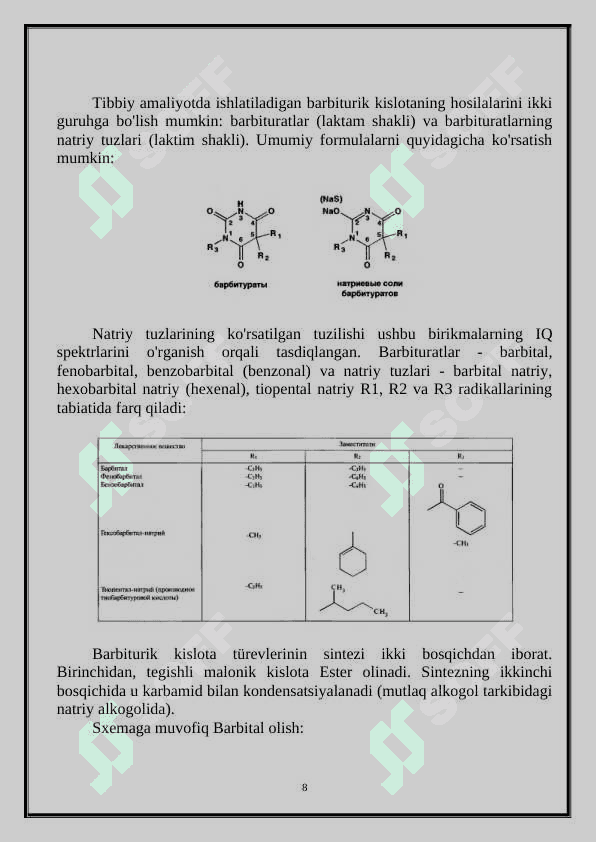 Barbiturat tuzlar guruh preparatlari tahlili 8