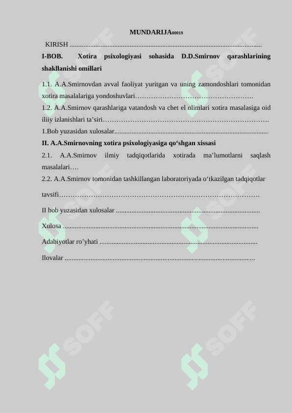 Smirovning xotiraga doir olib borgan izlanishlari 2