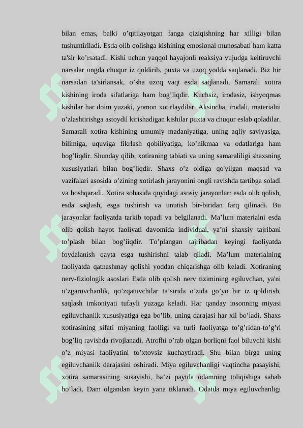 Smirovning xotiraga doir olib borgan izlanishlari 7